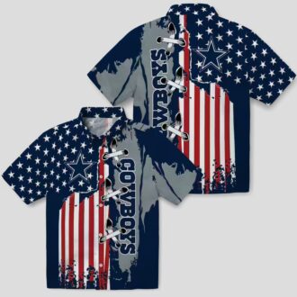 Dallas Cowboys Stitched Flag Hawaiian Shirt, NFL Team Aloha Shirt for Football Fans