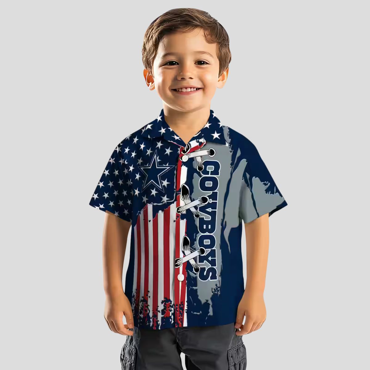 Dallas Cowboys Stitched Flag Hawaiian Shirt, NFL Team Aloha Shirt for Football Fans