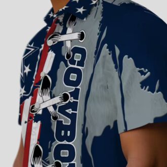 Dallas Cowboys Stitched Flag Hawaiian Shirt, NFL Team Aloha Shirt for Football Fans