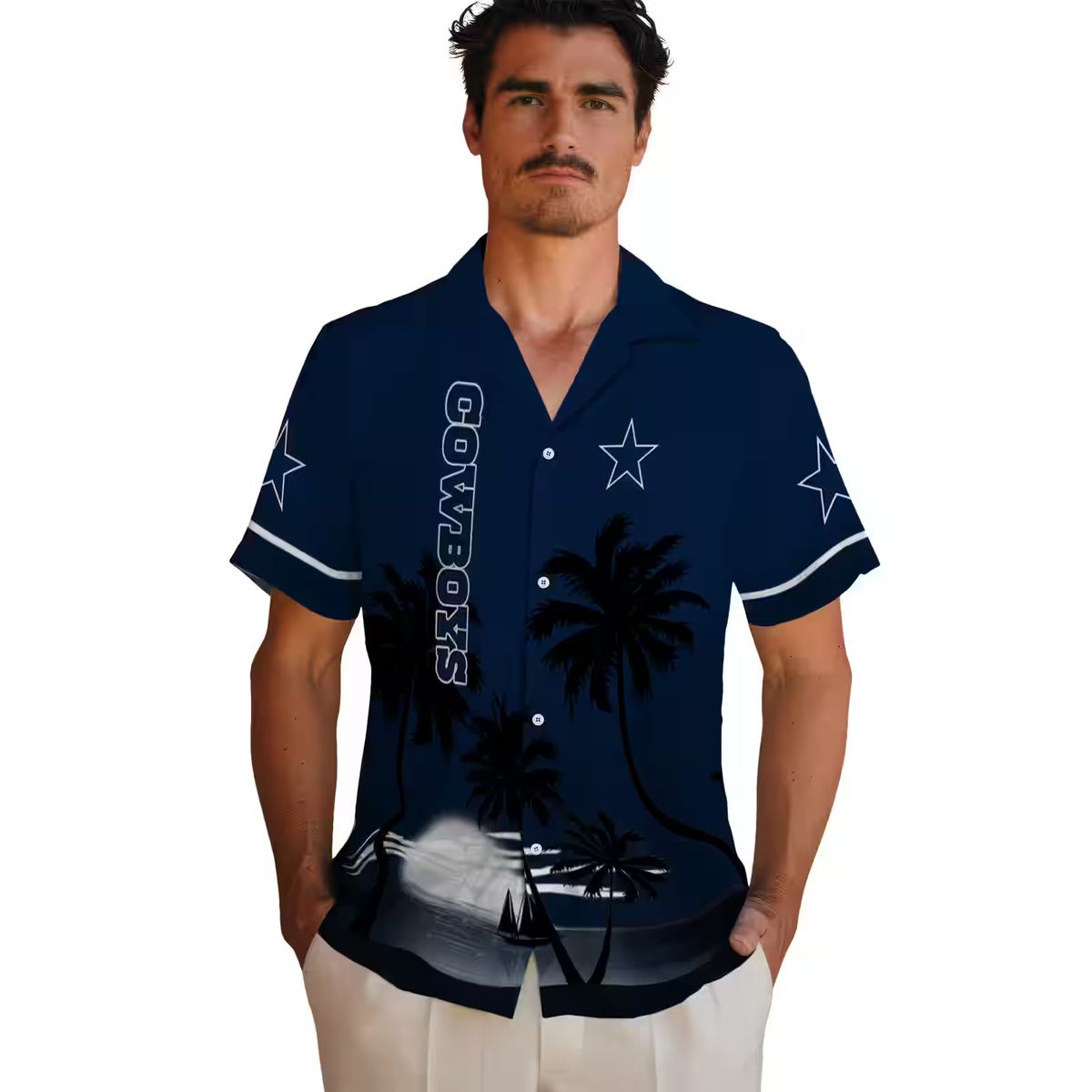 Dallas Cowboys Sunset Hawaiian Shirt, NFL Summer Beach Aloha Shirt for Men