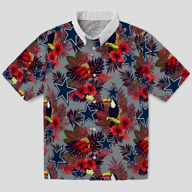 Dallas Cowboys Tropical Hawaiian Shirt, NFL Team Beach Shirt with Floral & Toucan Print