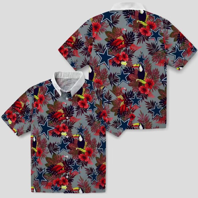 Dallas Cowboys Tropical Hawaiian Shirt, NFL Team Beach Shirt with Floral & Toucan Print