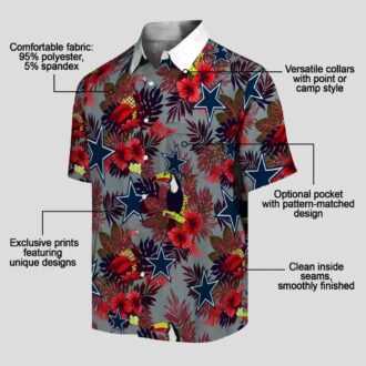 Dallas Cowboys Tropical Hawaiian Shirt, NFL Team Beach Shirt with Floral & Toucan Print