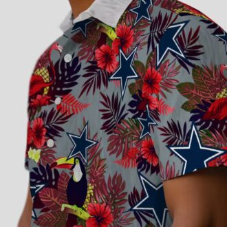 Dallas Cowboys Tropical Hawaiian Shirt, NFL Team Beach Shirt with Floral & Toucan Print