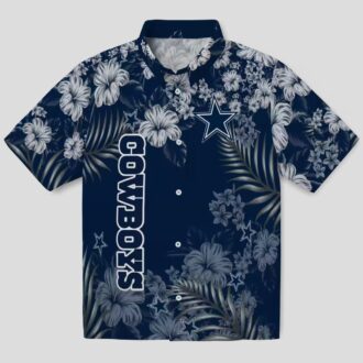 Dallas Cowboys Tropical Hibiscus Hawaiian Shirt – NFL Team Blue Shirt for Football Fans