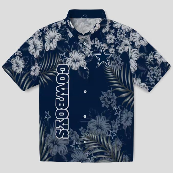 Dallas Cowboys Tropical Hibiscus Hawaiian Shirt – NFL Team Blue Shirt for Football Fans