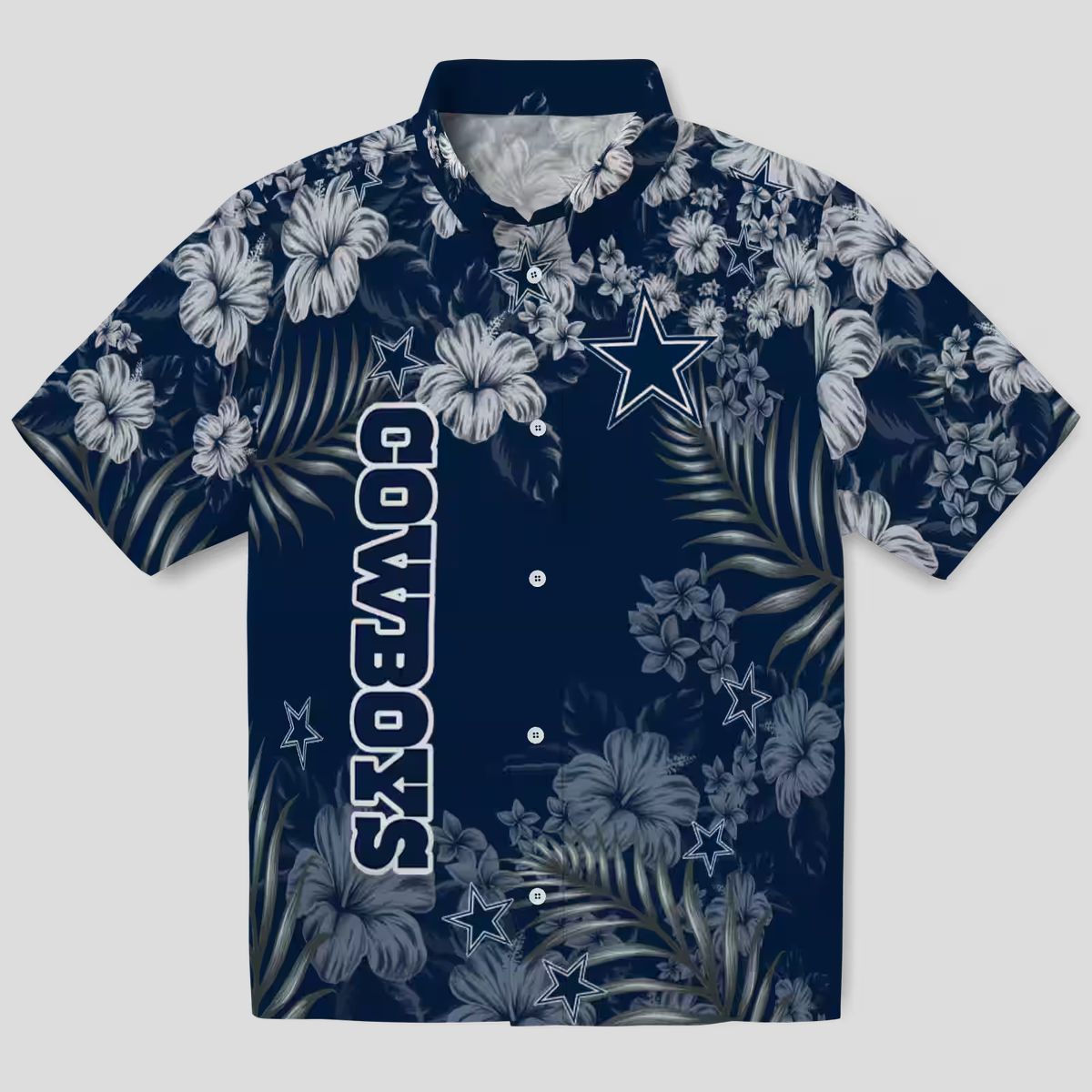 Dallas Cowboys Tropical Hibiscus Hawaiian Shirt – NFL Team Blue Shirt for Football Fans