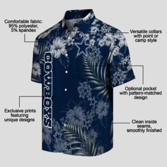 Dallas Cowboys Tropical Hibiscus Hawaiian Shirt – NFL Team Blue Shirt for Football Fans