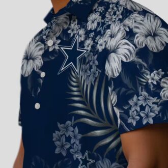 Dallas Cowboys Tropical Hibiscus Hawaiian Shirt – NFL Team Blue Shirt for Football Fans