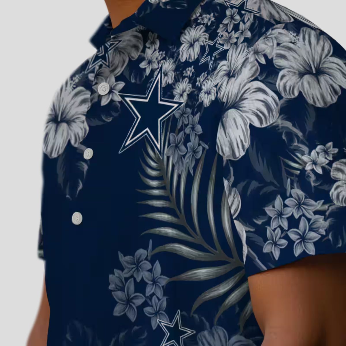 Dallas Cowboys Tropical Hibiscus Hawaiian Shirt – NFL Team Blue Shirt for Football Fans