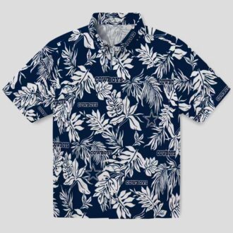 Dallas Cowboys Vacation Hawaiian Shirt, Tropical Blue & White Leaf Shirt for NFL Fans