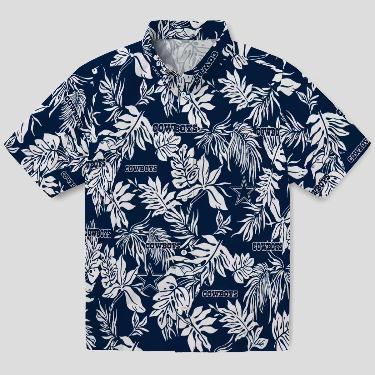 Dallas Cowboys Vacation Hawaiian Shirt, Tropical Blue & White Leaf Shirt for NFL Fans