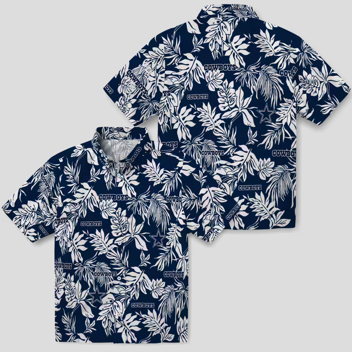 Dallas Cowboys Vacation Hawaiian Shirt, Tropical Blue & White Leaf Shirt for NFL Fans