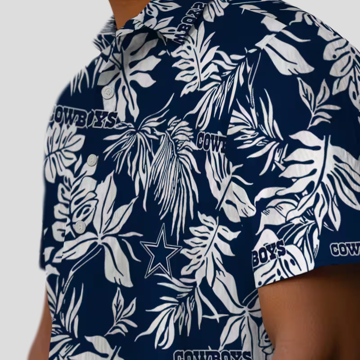 Dallas Cowboys Vacation Hawaiian Shirt, Tropical Blue & White Leaf Shirt for NFL Fans
