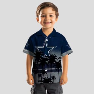 Limited Edition Dallas Cowboys Hawaiian Shirt- Blue & Black Sunset Palm Tree Print