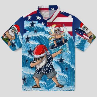 Limited Edition Dallas Cowboys Surfing Santa Shirt, Blue Hawaiian NFL Fan Beachwear