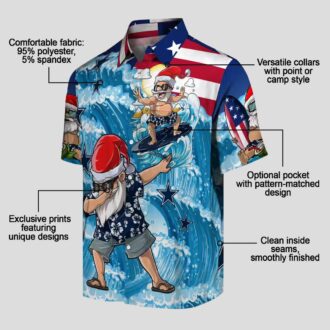 Limited Edition Dallas Cowboys Surfing Santa Shirt, Blue Hawaiian NFL Fan Beachwear