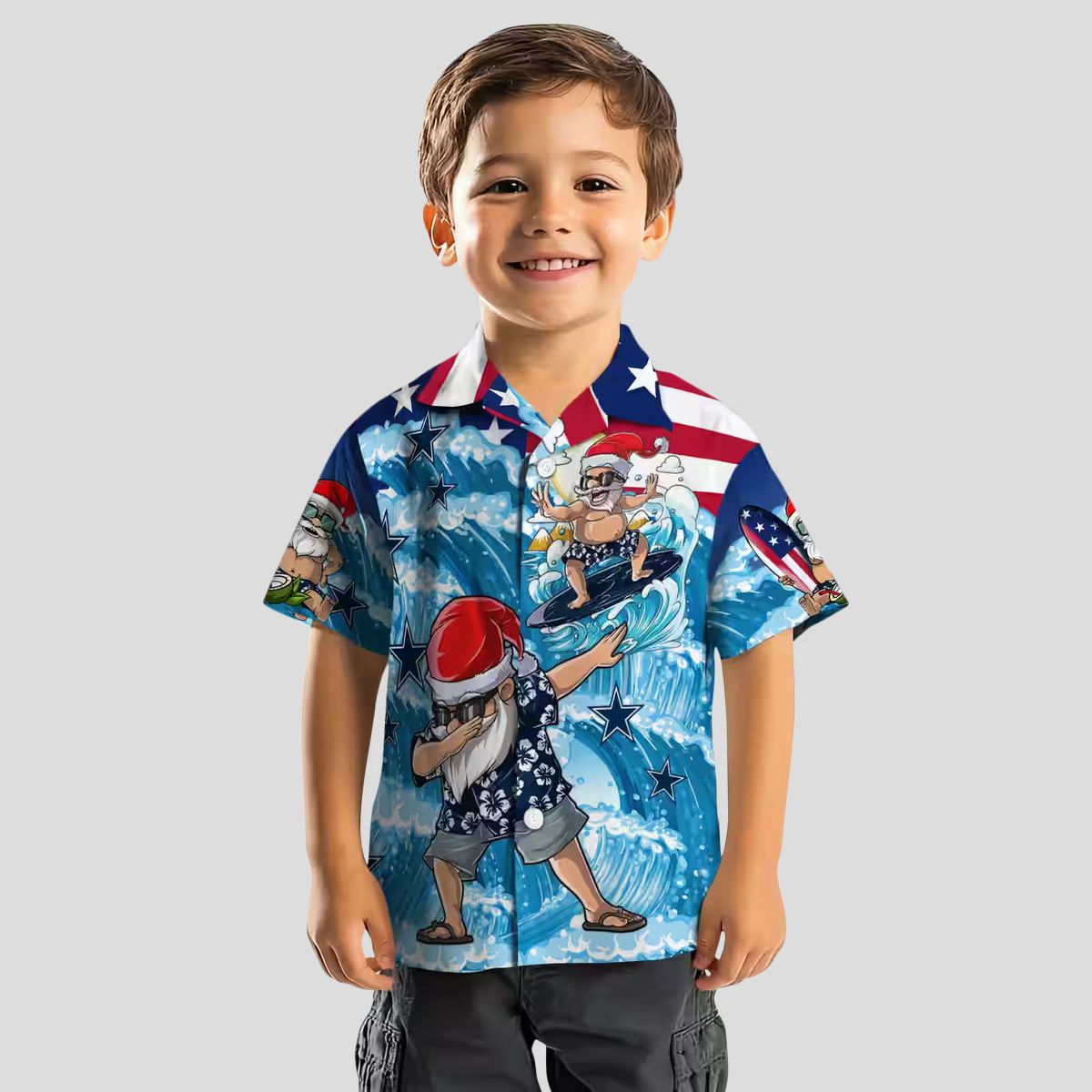 Limited Edition Dallas Cowboys Surfing Santa Shirt, Blue Hawaiian NFL Fan Beachwear