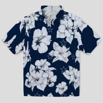 NFL Dallas Cowboys Blue White Hawaiian Shirt, Summer Vacation Hibiscus Floral Outfit