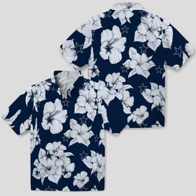 NFL Dallas Cowboys Blue White Hawaiian Shirt, Summer Vacation Hibiscus Floral Outfit