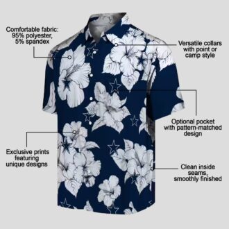 NFL Dallas Cowboys Blue White Hawaiian Shirt, Summer Vacation Hibiscus Floral Outfit