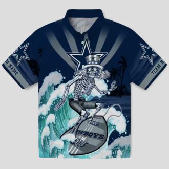 NFL Dallas Cowboys Hawaiian Shirt, Surf Skeleton Aloha Shirt for Summer & Game Day