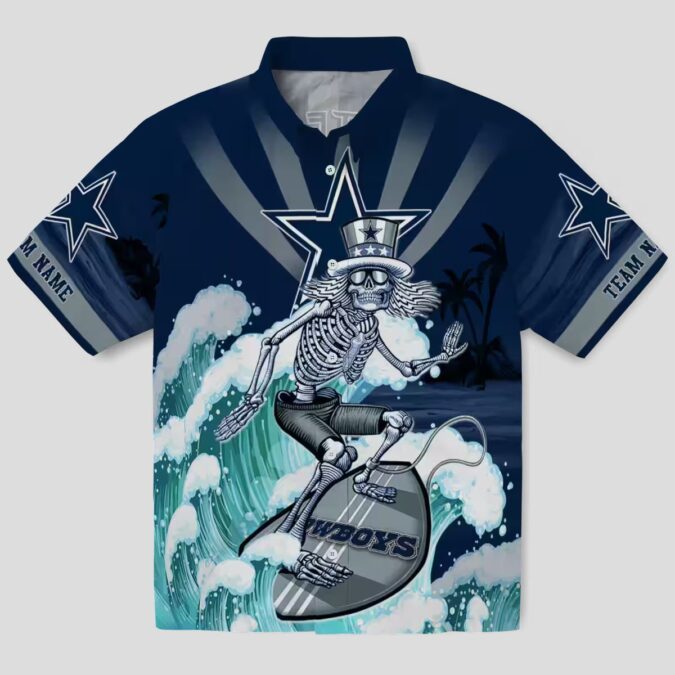 NFL Dallas Cowboys Hawaiian Shirt, Surf Skeleton Aloha Shirt for Summer & Game Day