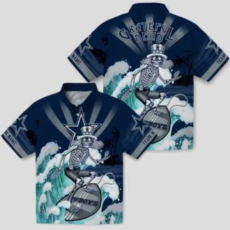 NFL Dallas Cowboys Hawaiian Shirt, Surf Skeleton Aloha Shirt for Summer & Game Day