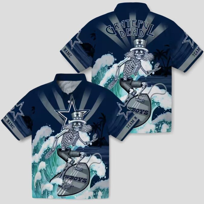 NFL Dallas Cowboys Hawaiian Shirt, Surf Skeleton Aloha Shirt for Summer & Game Day