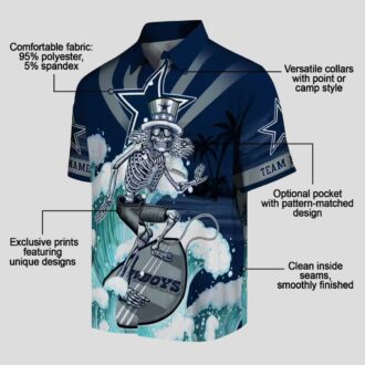 NFL Dallas Cowboys Hawaiian Shirt, Surf Skeleton Aloha Shirt for Summer & Game Day