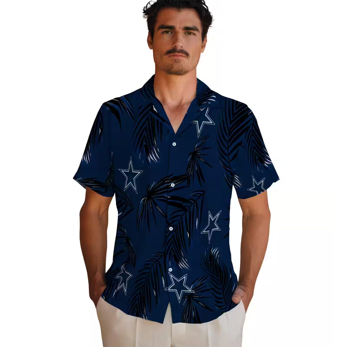NFL Dallas Cowboys Team Hawaiian Shirt, Blue Palm Tree Beach Shirt for Football Fans