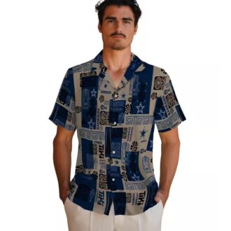 NFL Dallas Cowboys Tribal Blue Hawaiian Shirt, Aloha Beach Shirt for Football Fans