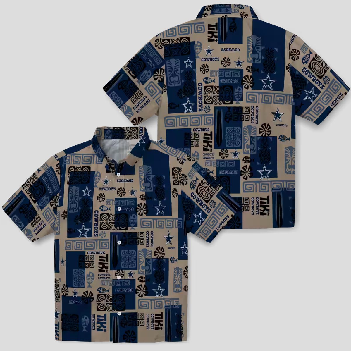 NFL Dallas Cowboys Tribal Blue Hawaiian Shirt, Aloha Beach Shirt for Football Fans