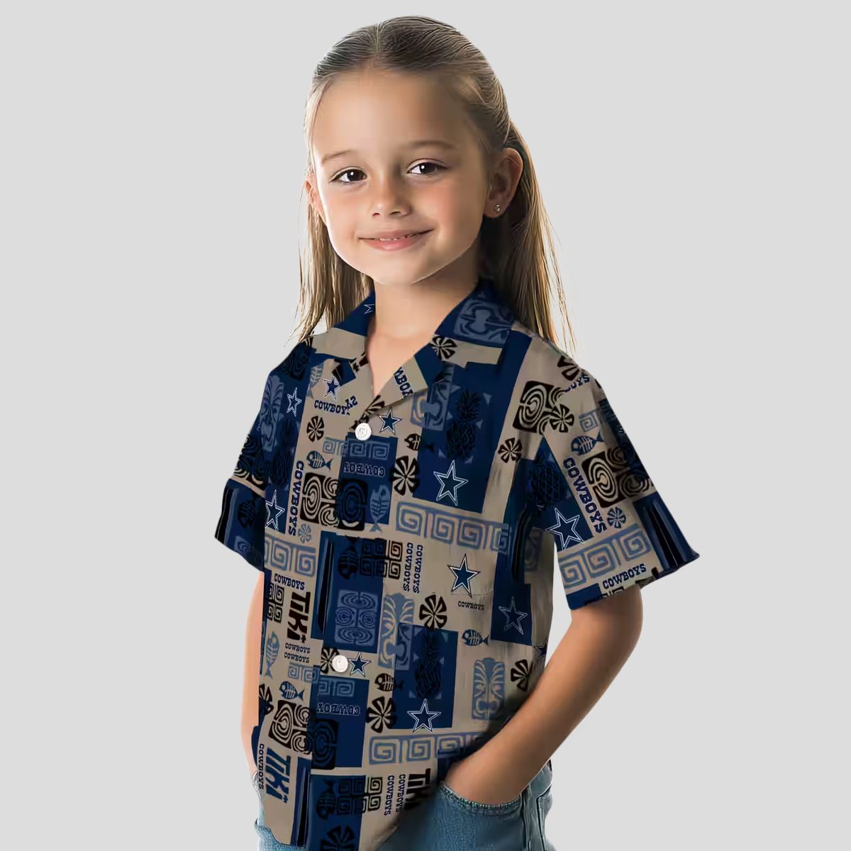 NFL Dallas Cowboys Tribal Blue Hawaiian Shirt, Aloha Beach Shirt for Football Fans