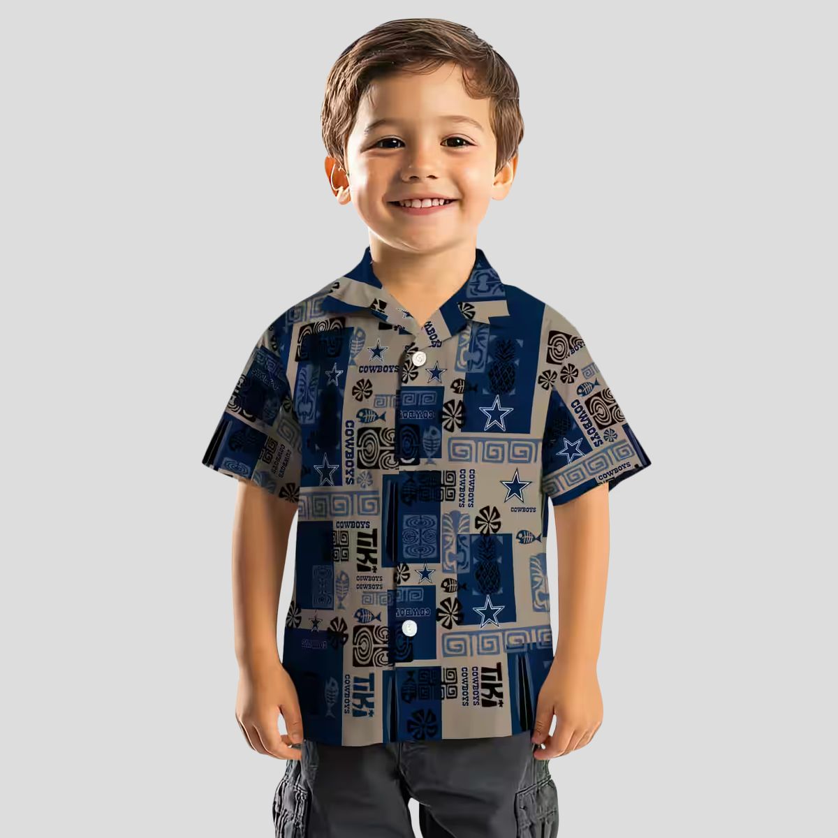 NFL Dallas Cowboys Tribal Blue Hawaiian Shirt, Aloha Beach Shirt for Football Fans