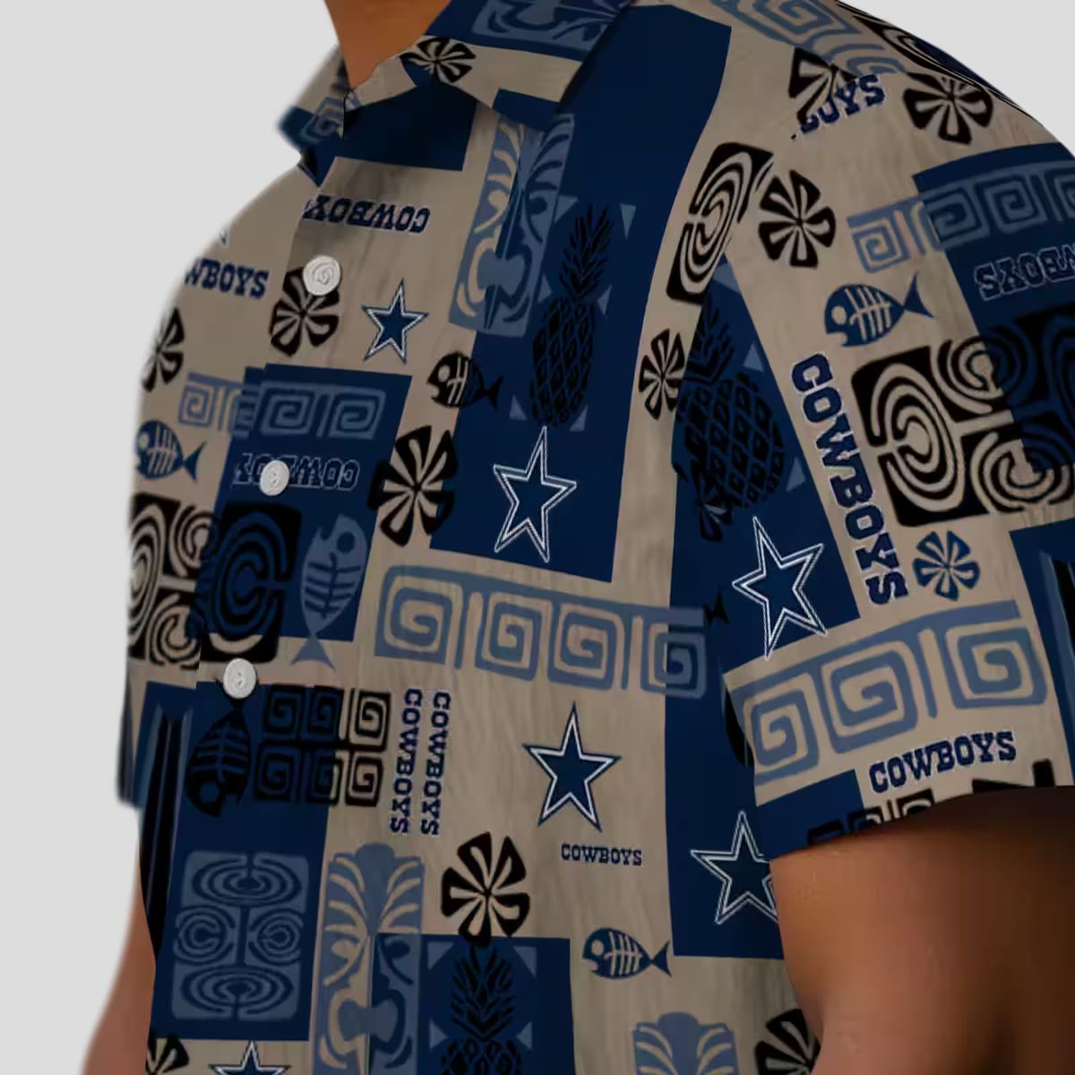 NFL Dallas Cowboys Tribal Blue Hawaiian Shirt, Aloha Beach Shirt for Football Fans