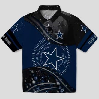 NFL Football Dallas Cowboys Hawaiian Shirt, Summer Wave Blue Black Button Up