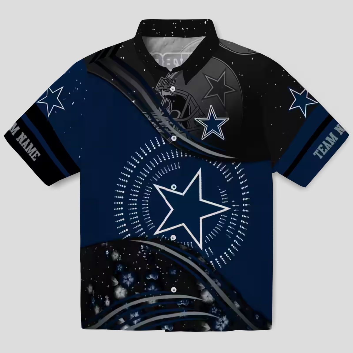 NFL Football Dallas Cowboys Hawaiian Shirt, Summer Wave Blue Black Button Up