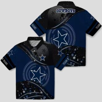 NFL Football Dallas Cowboys Hawaiian Shirt, Summer Wave Blue Black Button Up