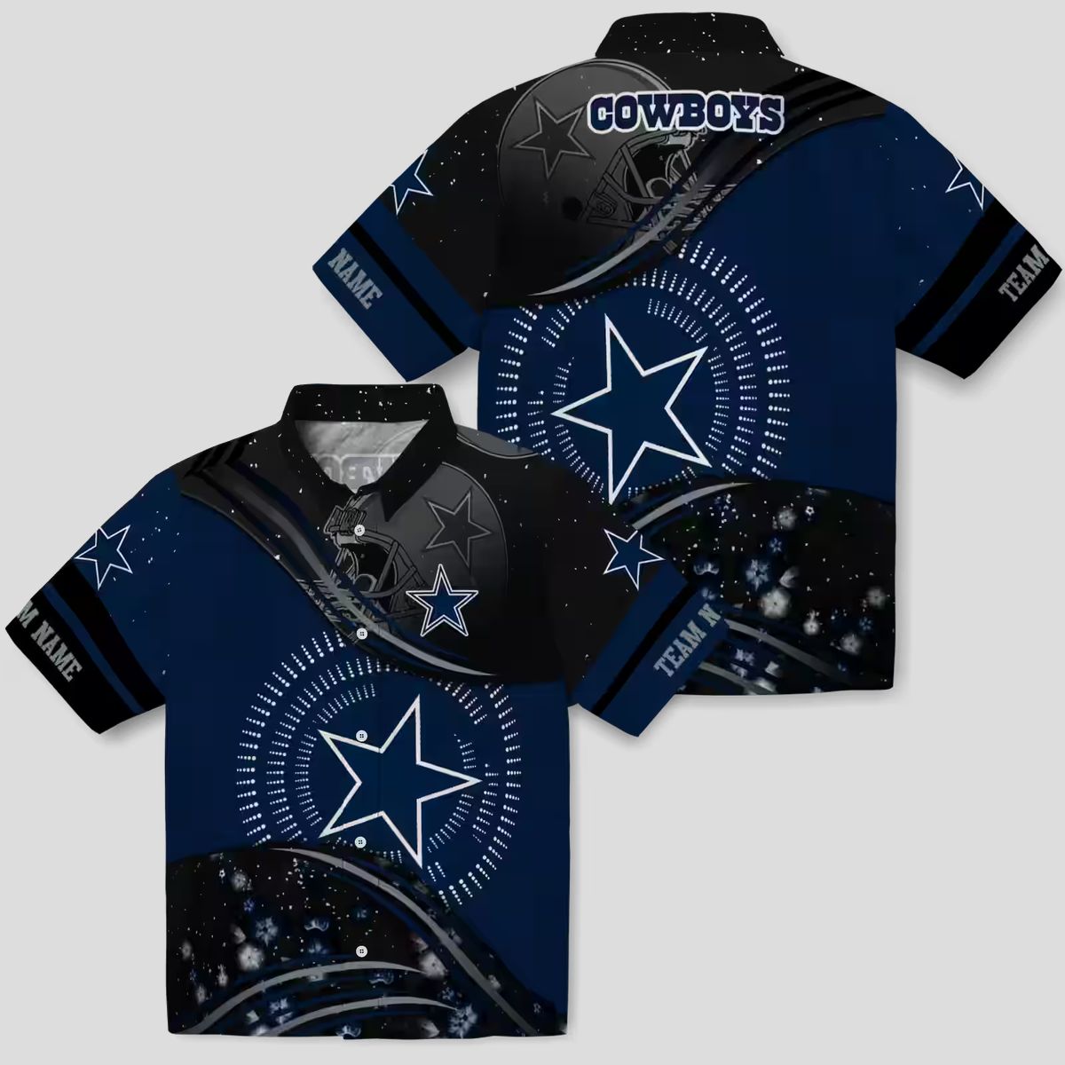 NFL Football Dallas Cowboys Hawaiian Shirt, Summer Wave Blue Black Button Up