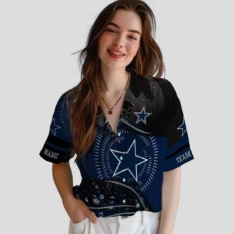NFL Football Dallas Cowboys Hawaiian Shirt, Summer Wave Blue Black Button Up