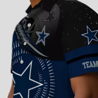 NFL Football Dallas Cowboys Hawaiian Shirt, Summer Wave Blue Black Button Up
