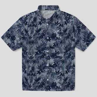 NFL Team Dallas Cowboys Aloha Shirt, Leafy Pattern Blue Hawaiian Button Up