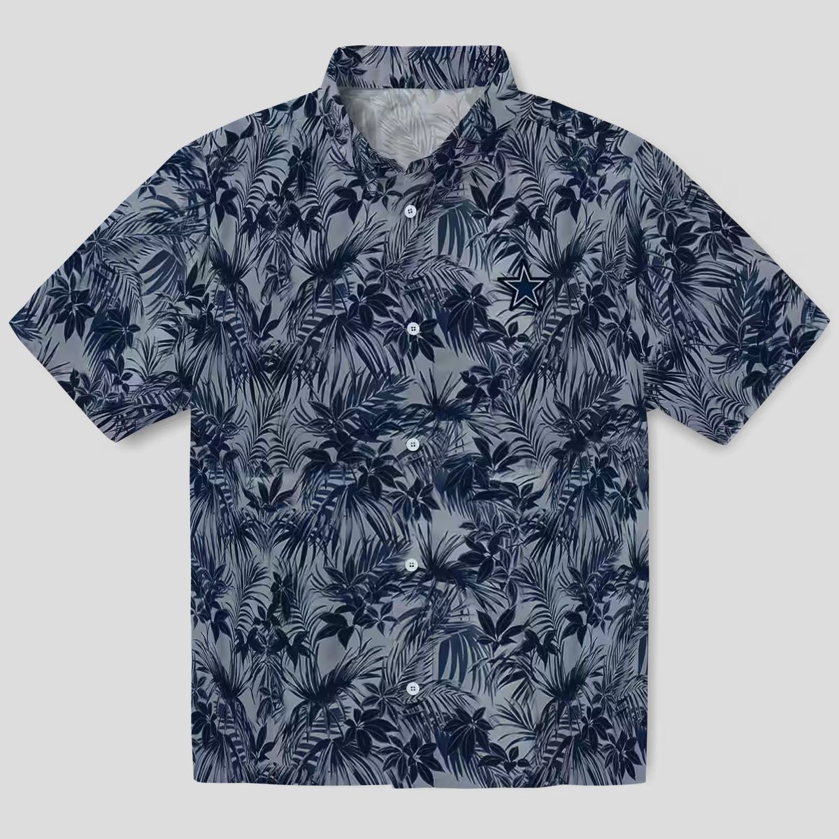NFL Team Dallas Cowboys Aloha Shirt, Leafy Pattern Blue Hawaiian Button Up
