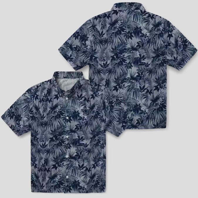 NFL Team Dallas Cowboys Aloha Shirt, Leafy Pattern Blue Hawaiian Button Up
