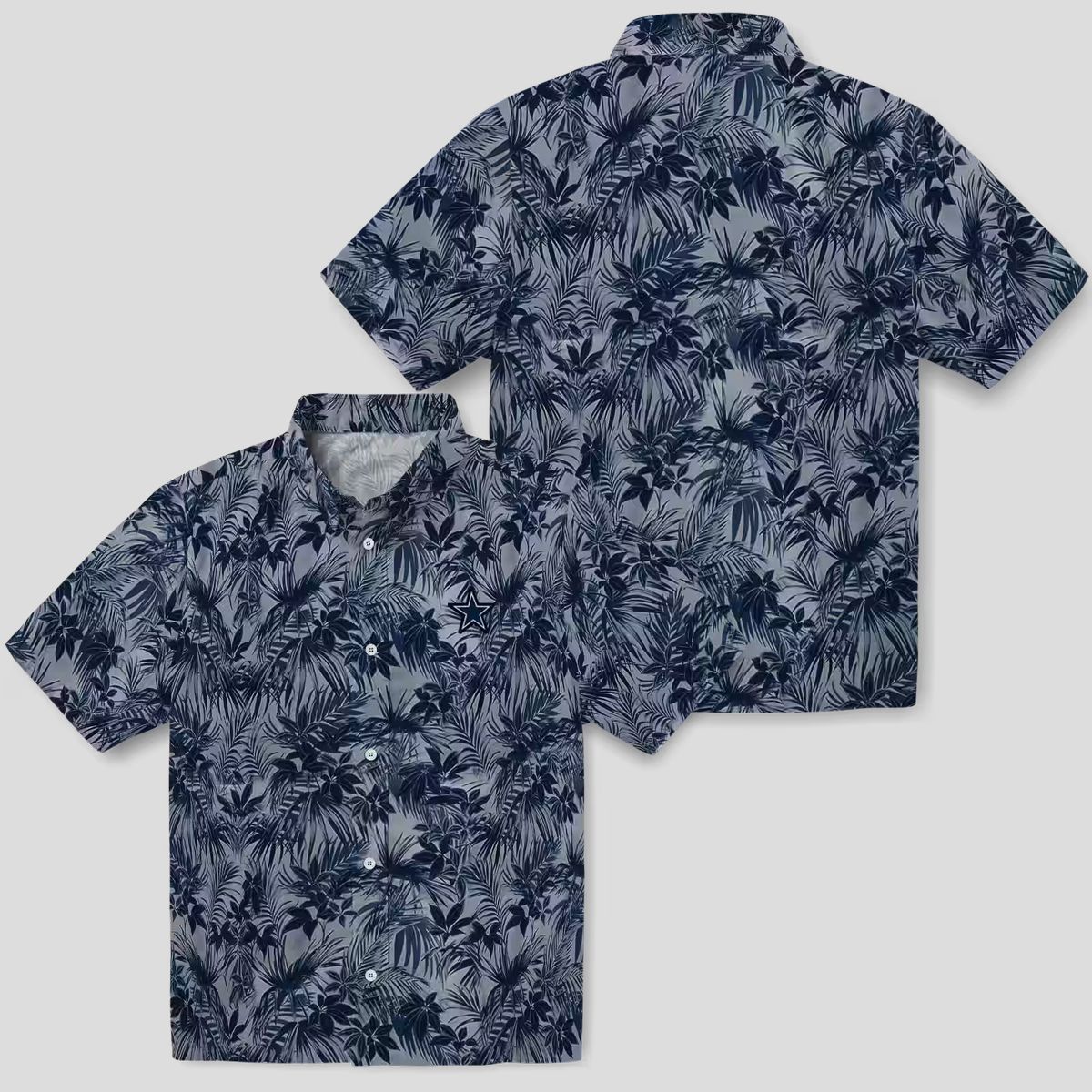 NFL Team Dallas Cowboys Aloha Shirt, Leafy Pattern Blue Hawaiian Button Up