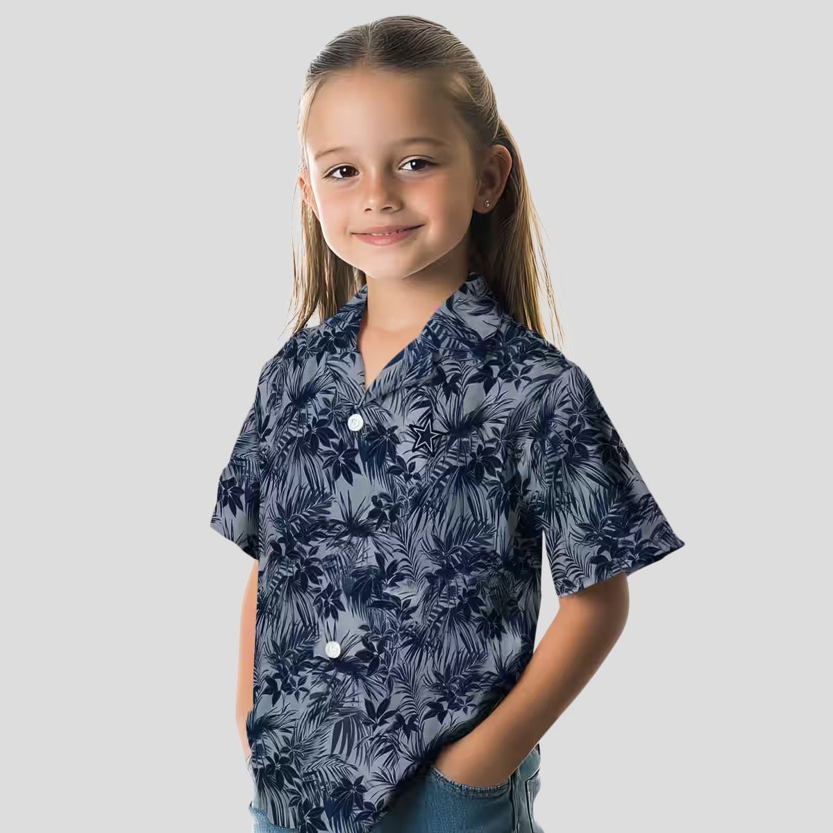 NFL Team Dallas Cowboys Aloha Shirt, Leafy Pattern Blue Hawaiian Button Up