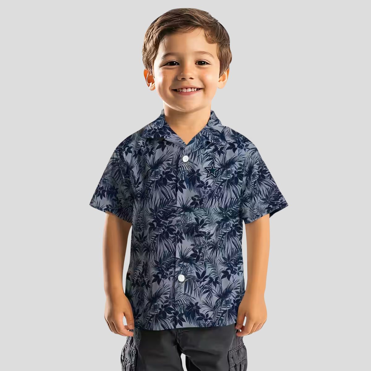 NFL Team Dallas Cowboys Aloha Shirt, Leafy Pattern Blue Hawaiian Button Up