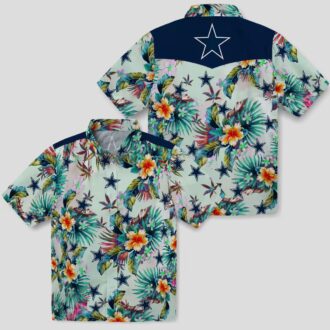 NFL Team Dallas Cowboys Summer Hawaiian Shirt with Tropical Green Foliage