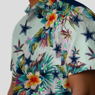 NFL Team Dallas Cowboys Summer Hawaiian Shirt with Tropical Green Foliage